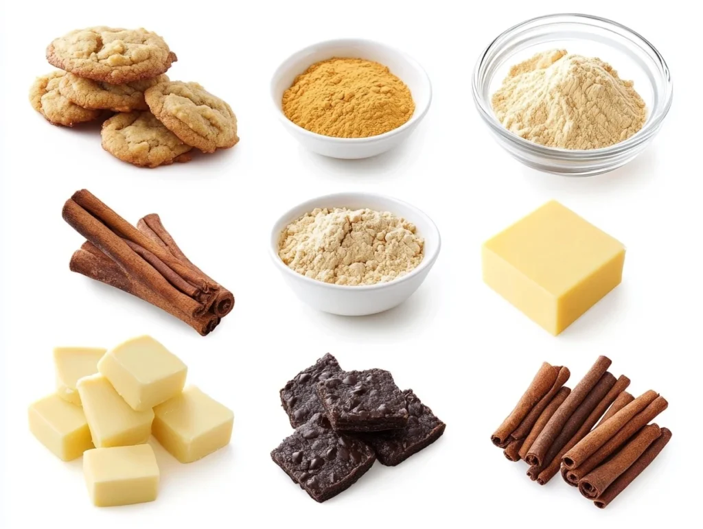 Cookie Recipes Without Butter: Delicious Treats Made Easy 6 Collage of cookie ingredients: cookies, spices, and butter.