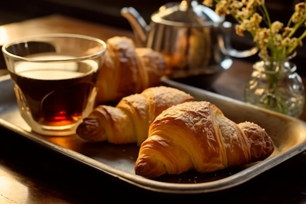 The Ultimate Guide to Making the Perfect Gipfeli Recipe: Traditional Swiss Croissants 10 Gipfeli served with cappuccino, fresh orange juice, and tea in a cozy breakfast setting