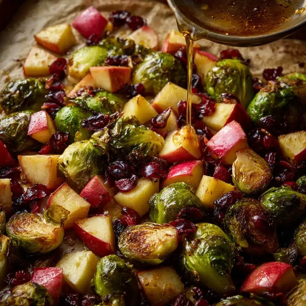 Maple-Roasted Brussels Sprouts with Apples and Cranberries 11 Tossing Brussels sprouts, apples, and cranberries with maple syrup and olive oil.