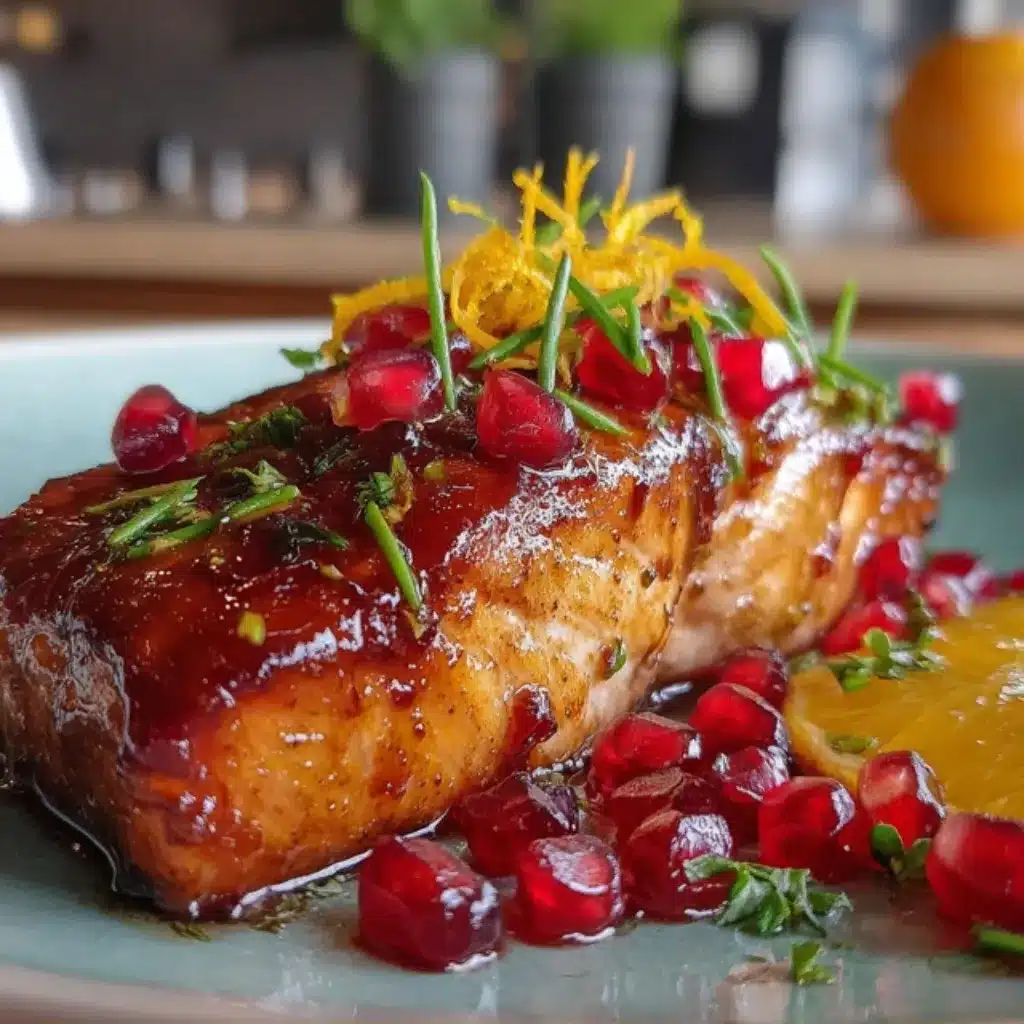 Serving pomegranate orange glazed salmon with sides