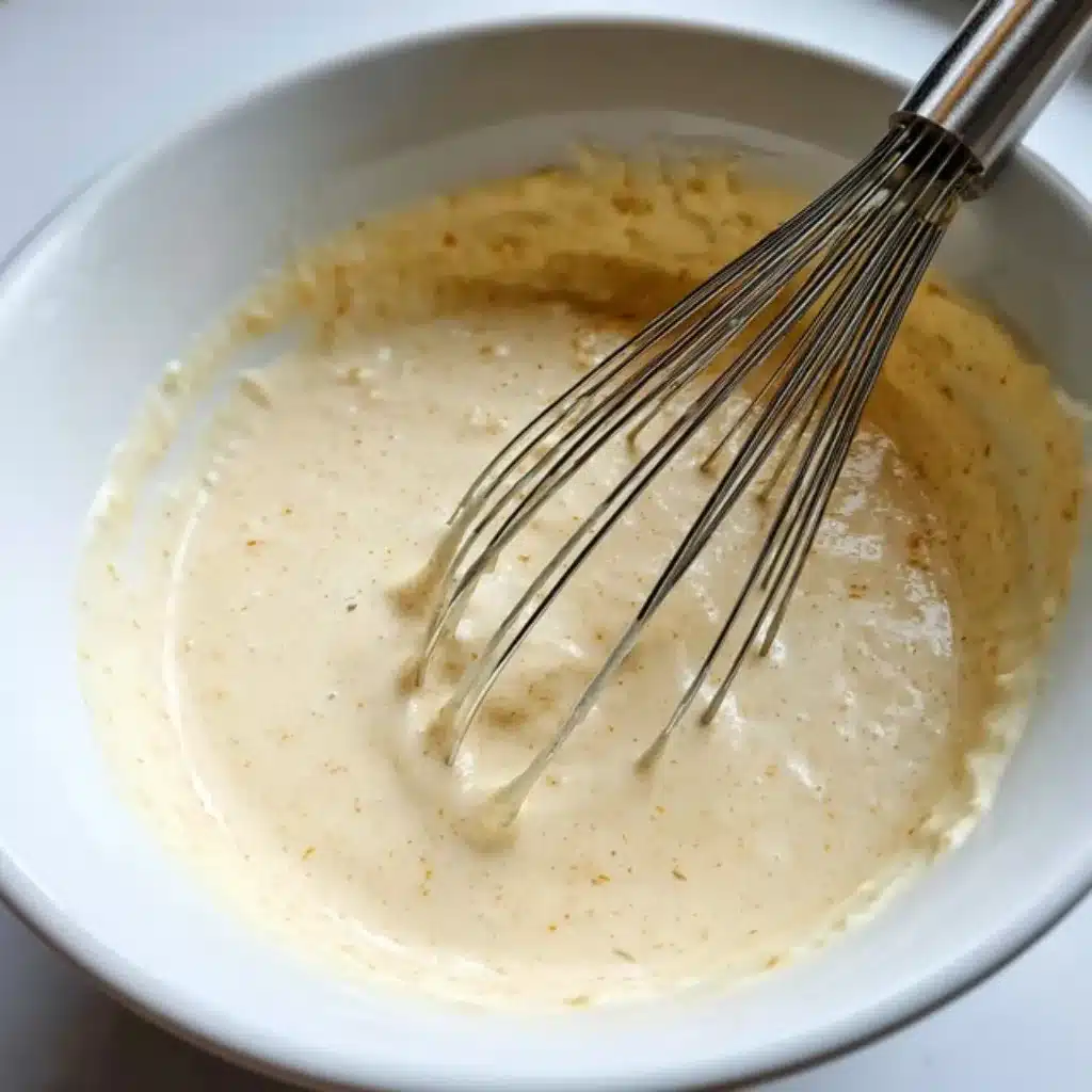 Mixing banana caramel peanut cheesecake filling