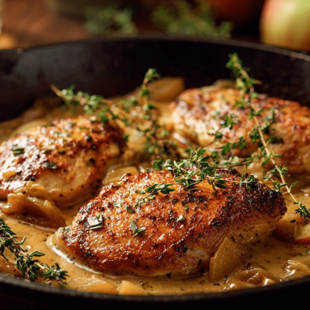 Creamy Apple Cider Chicken Skillet: The Ultimate Fall Comfort Dish 7 creamy apple cider chicken served with mashed potatoes