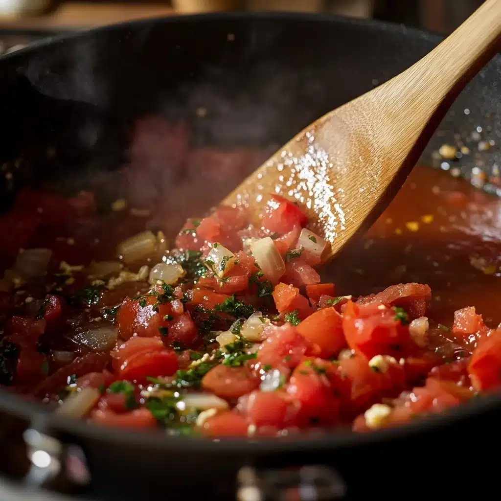 Chicken Parmesan Soup: The Ultimate Comfort Food 10 Crushed tomatoes and broth added to pot for Chicken Parmesan Soup