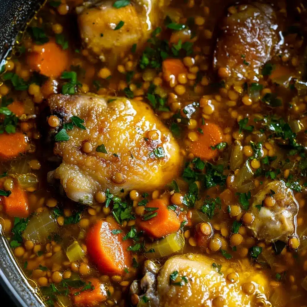 Chicken Lentil Soup: A Comforting, Nutritious Bowl You’ll Love 9 Chicken and lentils simmering in broth for soup