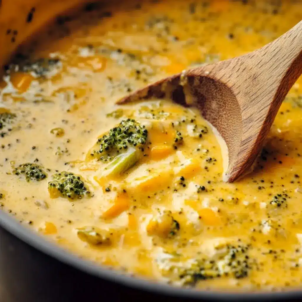High Protein Broccoli Cheddar Soup: The Ultimate Healthy Comfort Food 7 Cooking high protein broccoli cheddar soup in a pot