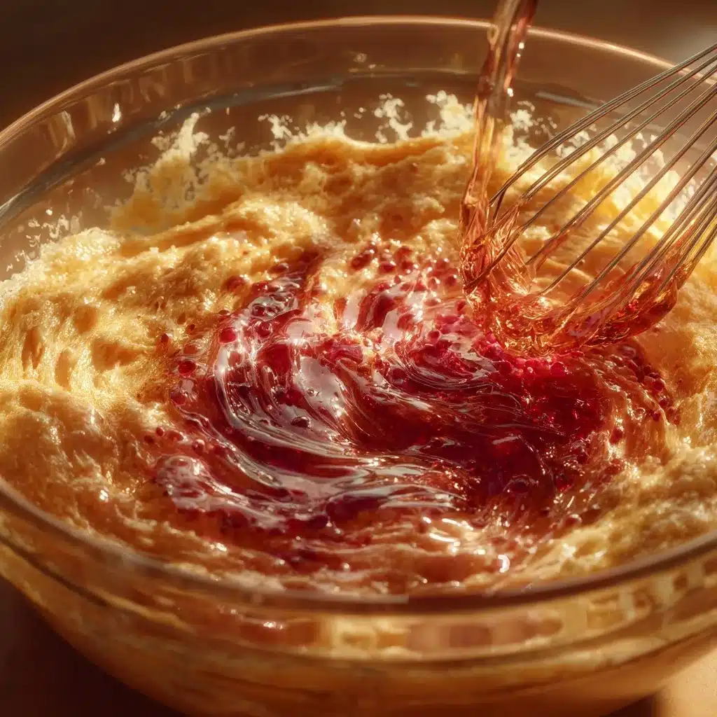 Mixing Pomegranate and Honey Cake batter in a kitchen bowl