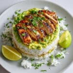 honey lime chicken avocado rice stack featured 2 Honey Lime Chicken with Creamy Avocado Rice Stack
