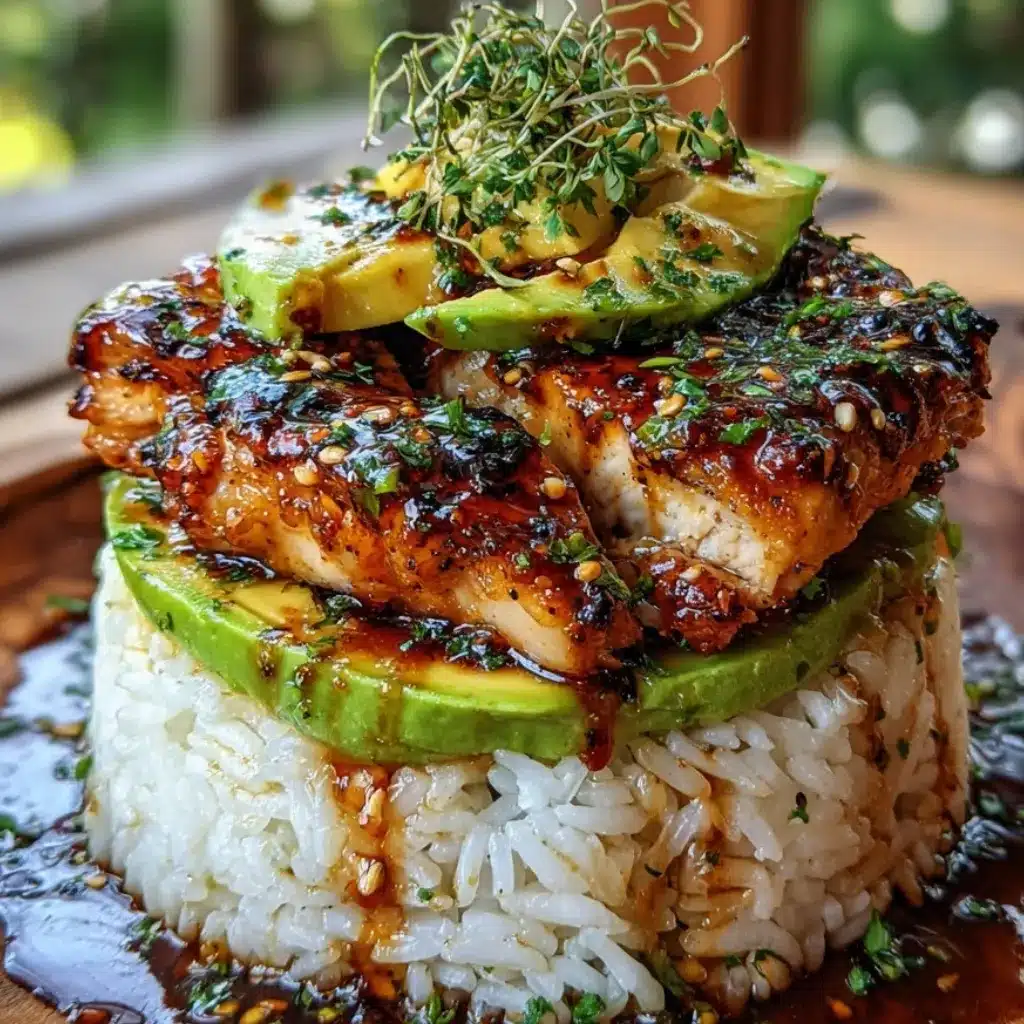 Honey Lime Chicken with Creamy Avocado Rice Stack