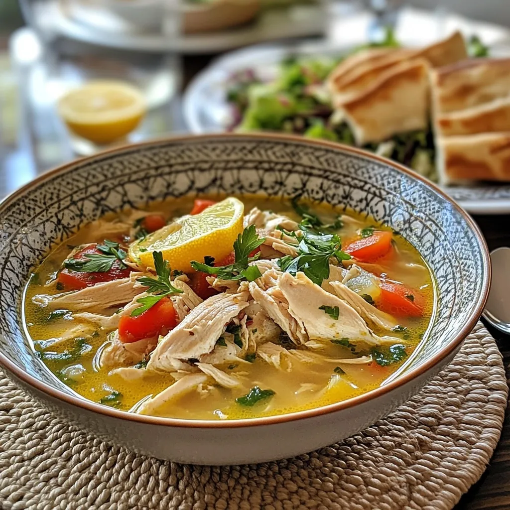 Mediterranean Lemon Chicken Soup: A Comforting Greek-Inspired Classic 8 Mediterranean lemon chicken soup served with bread and salad