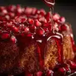 Pomegranate and Honey Cake with honey glaze and fresh pomegranate arils