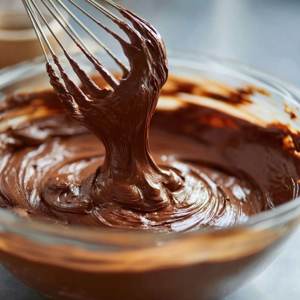 Chocolate Raspberry Drip Cake: A Decadent, Berry-Infused Showstopper 6 Mixing chocolate batter for Chocolate Raspberry Drip Cake