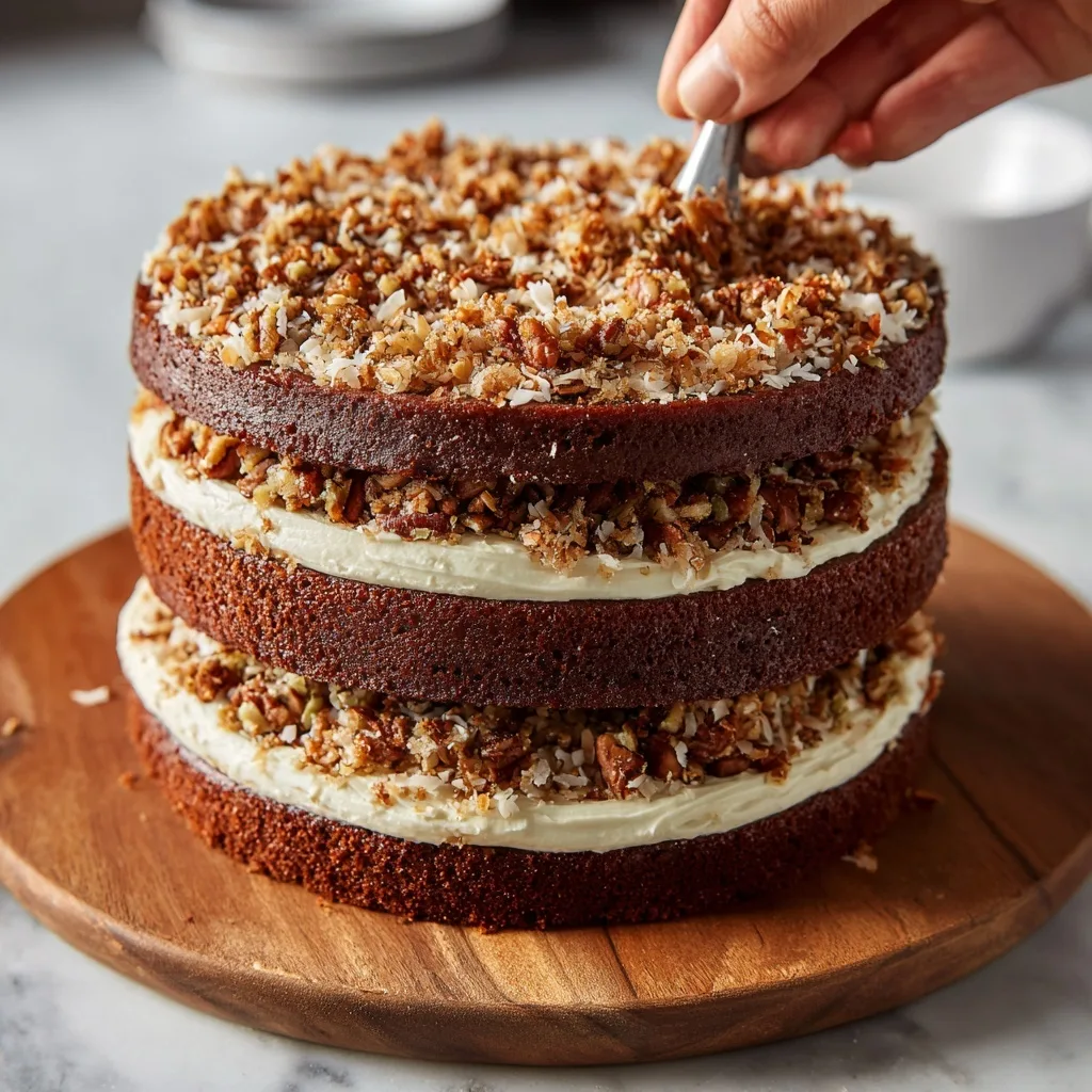 German Chocolate Cake: A Classic Layered Delight for Every Celebration 7 Frosting German Chocolate Cake layers